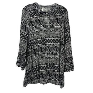 Interi Black Paisley Bell Sleeve Tunic Medium